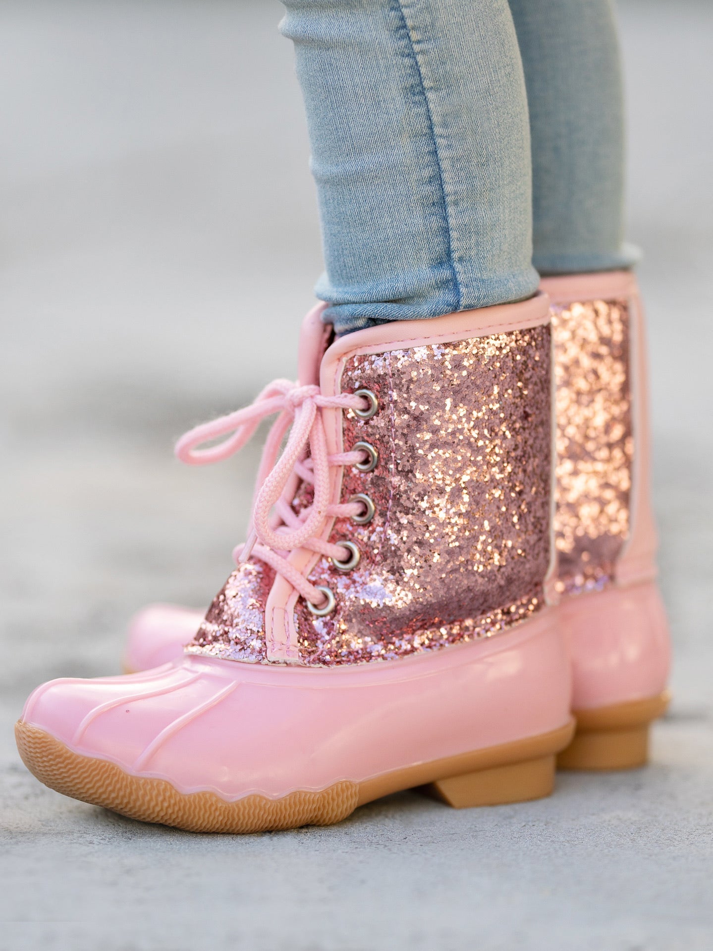 Girls fashion pink duck boots