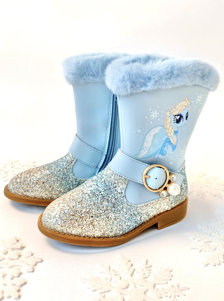 Ombre Unicorn Glitter Boots with Faux Fur Trim By Liv and Mia Mia Belle Girls