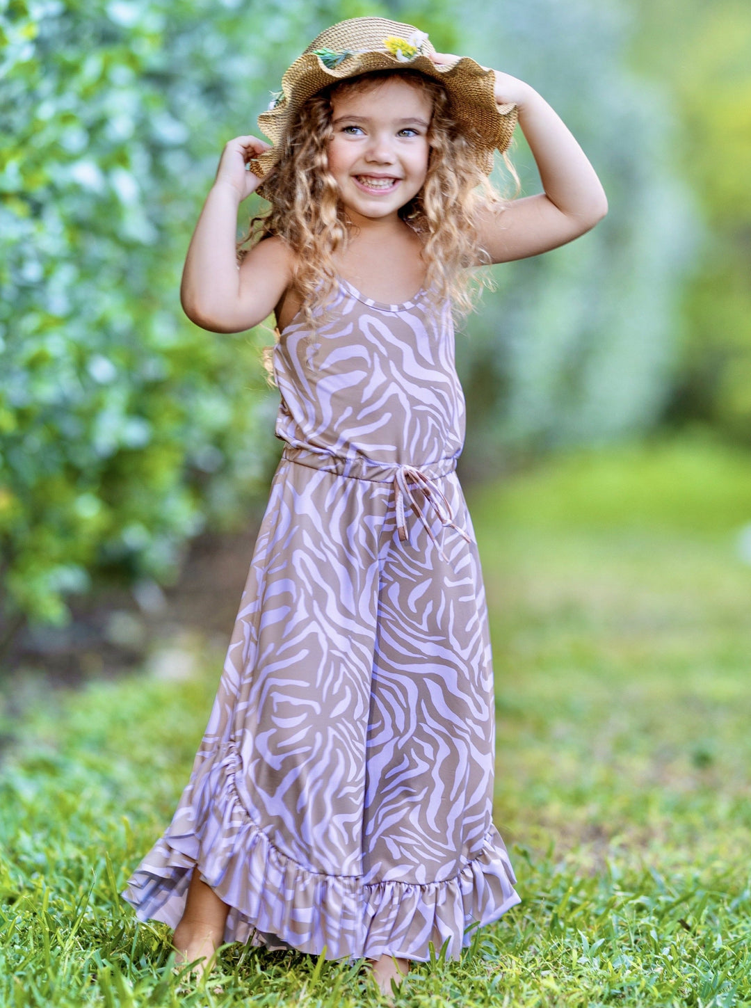 Girls Spring Outfits | Halter Top Drawstring Ruffled Palazzo Jumpsuit 