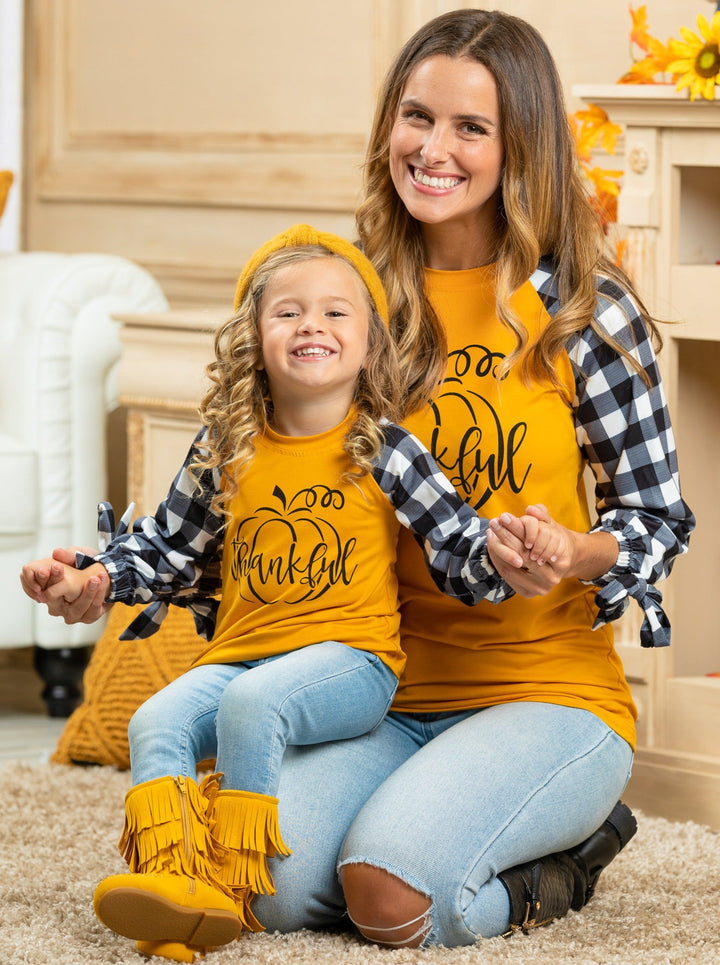 Mommy & Me Matching Fall Tops | Plaid Raglan Sleeve Tops | Mia Belle Girls