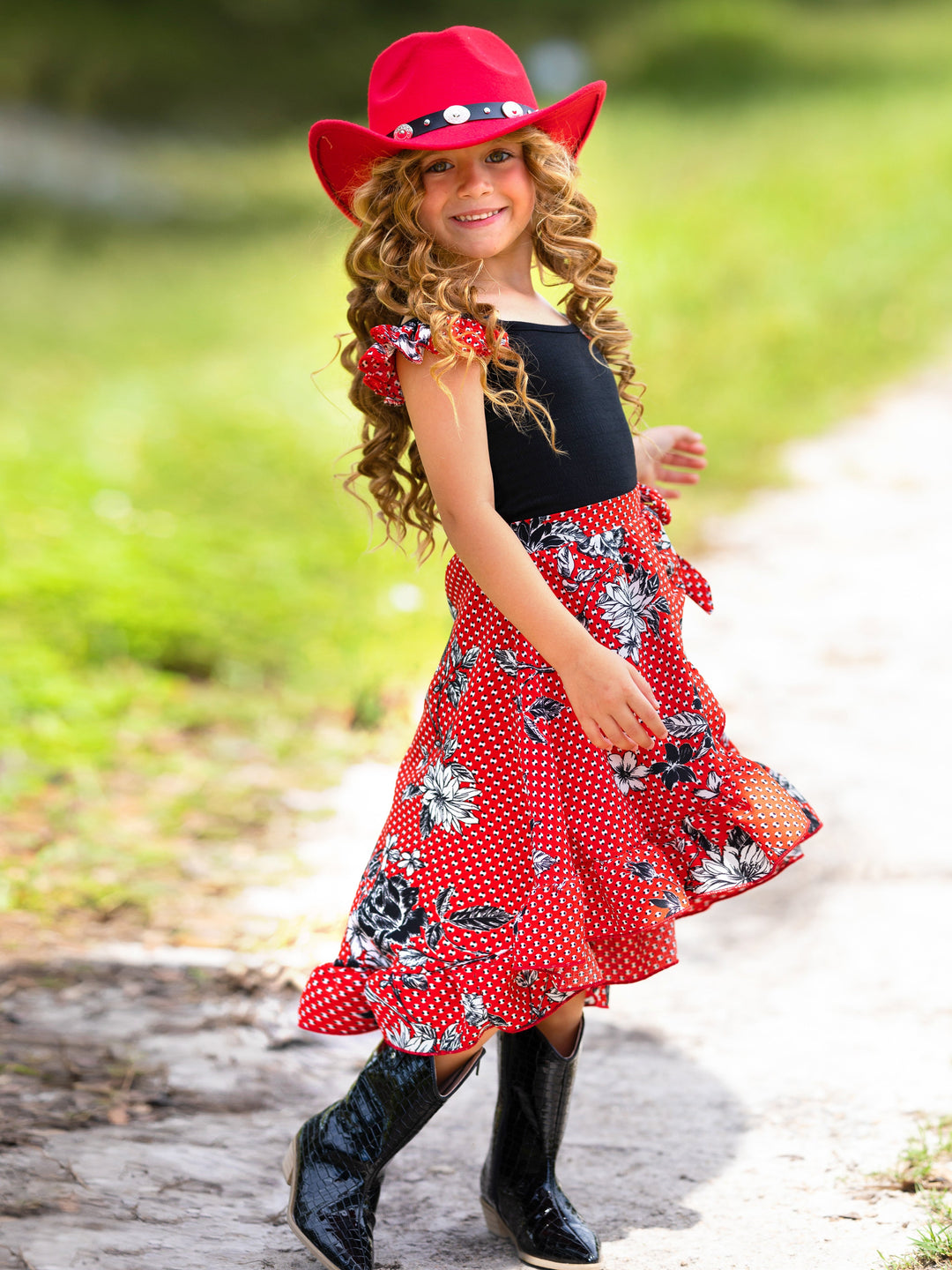 Toddler Spring Dresses | Girls Polka Dot Floral Smocked Wrap Dress 