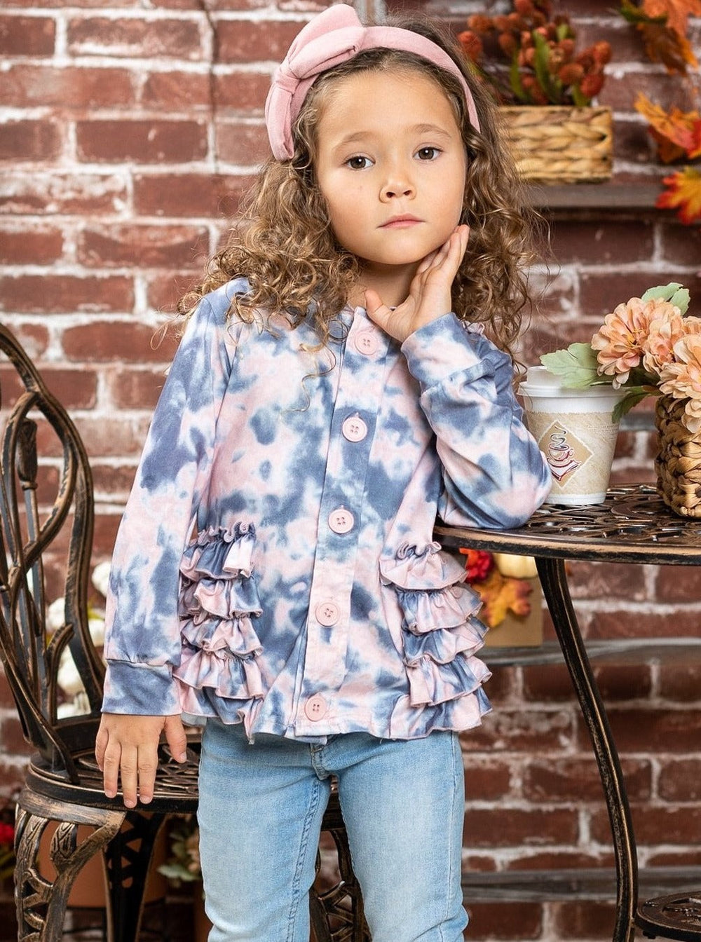 Kids Sweaters & Cardigans | Tie Dye Ruffle Hoodie | Mia Belle Girls