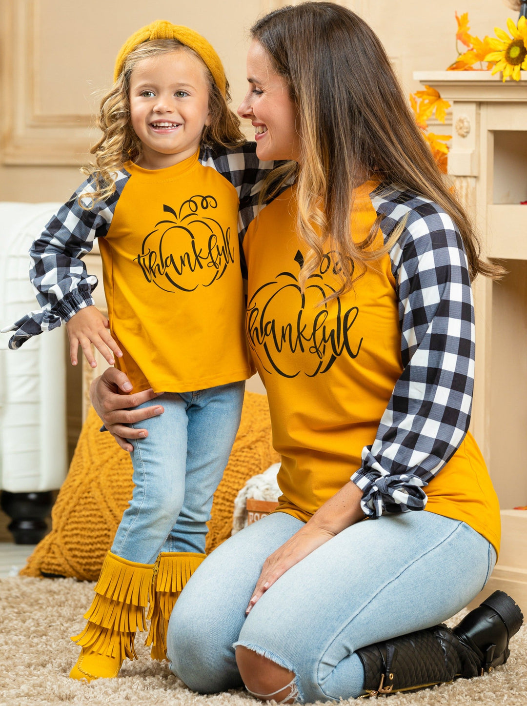 Mommy & Me Matching Fall Tops | Plaid Raglan Sleeve Tops | Mia Belle Girls