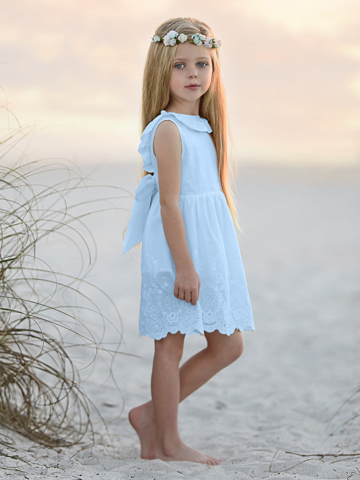 Little Girls Summer Dresses | Embroidered Lace Dress - Mia Belle Girls