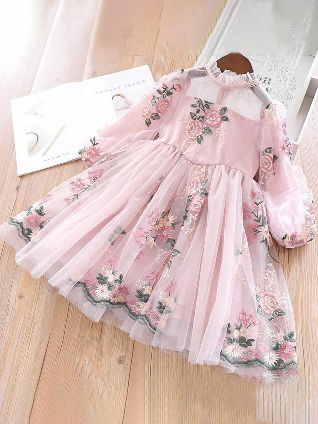 Little Girls Flower Embroidered Lace Dress | Toddler Spring Dresses