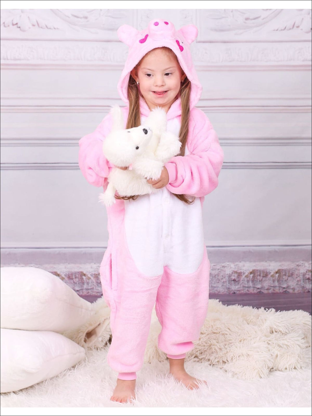 Kids Pink Piggy Hooded Onesie Pajamas - Pink Pig / 2T - Girls Pajama