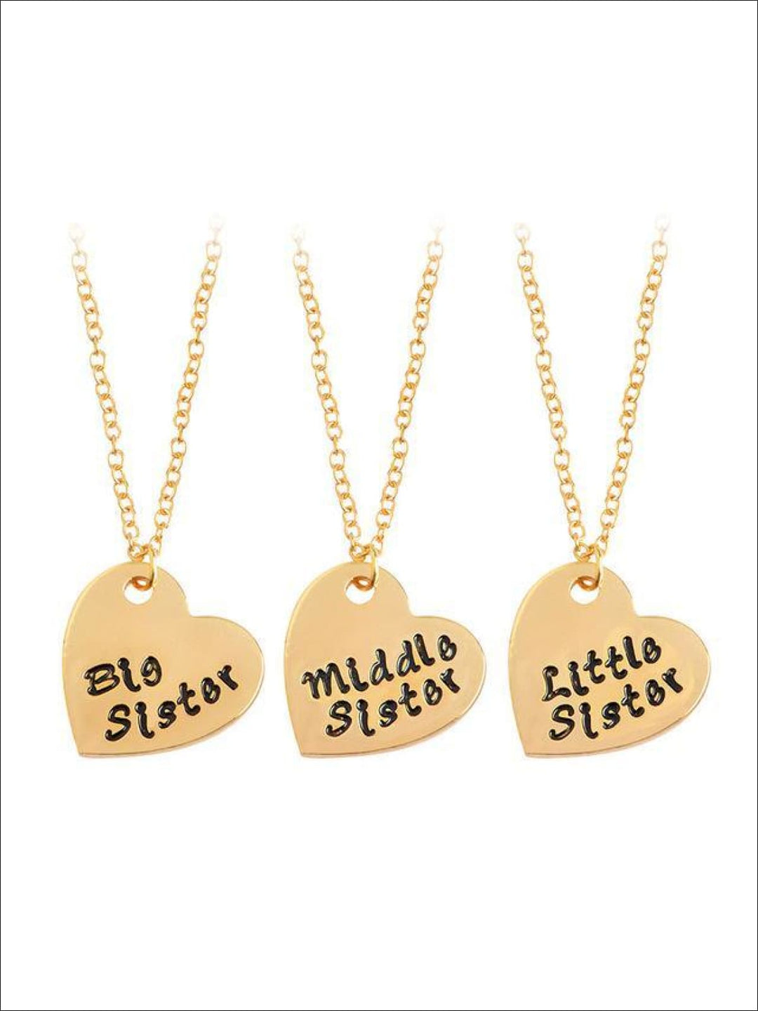 Little Sister Big Sister & Middle Sister Siblings Necklace Set - Gold / gold / 45+5cm - Siblings Necklace