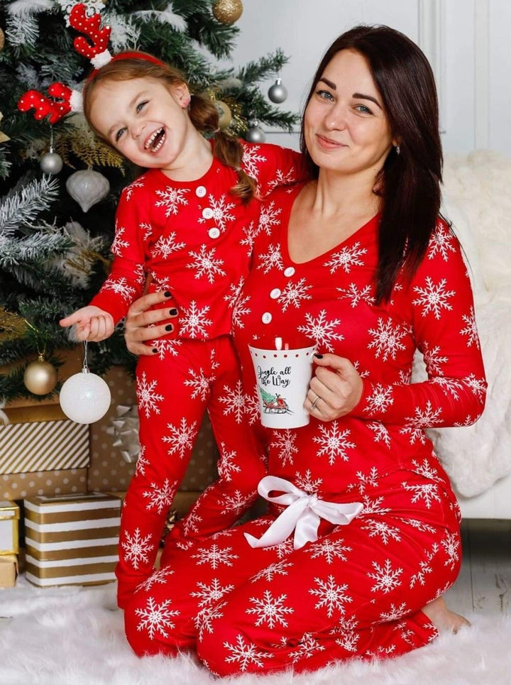 Mommy & Me Christmas Pajamas | Snowflake Pajama Set - Mia Belle Girls