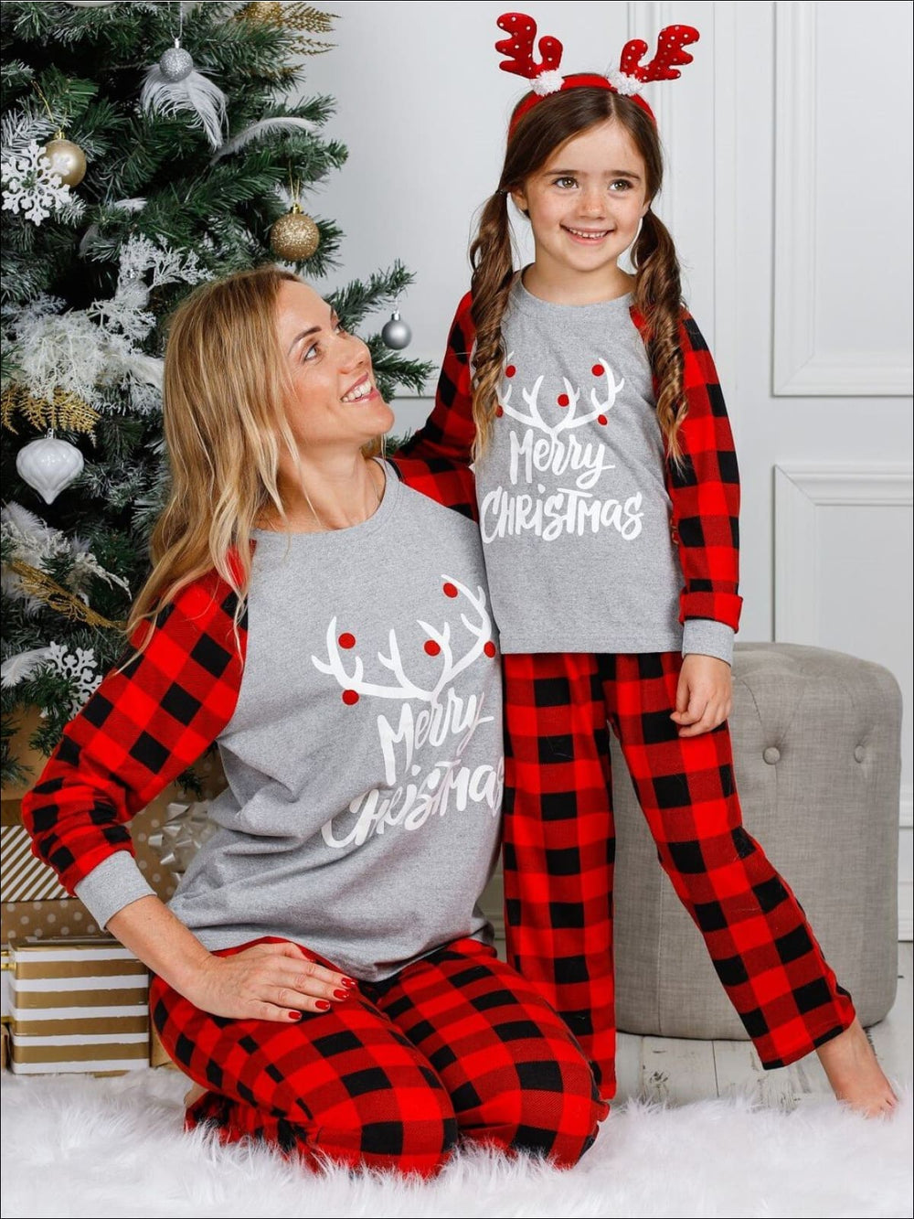 Mommy & Me Cozy Plaid Long Sleeve Holiday Pajamas - Mommy & Me Pajama