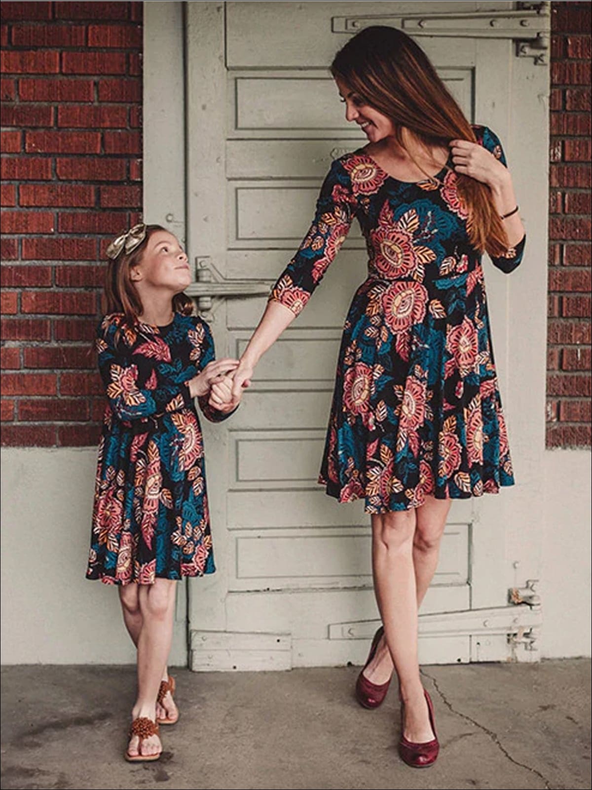 Baby mom fashion matching dress