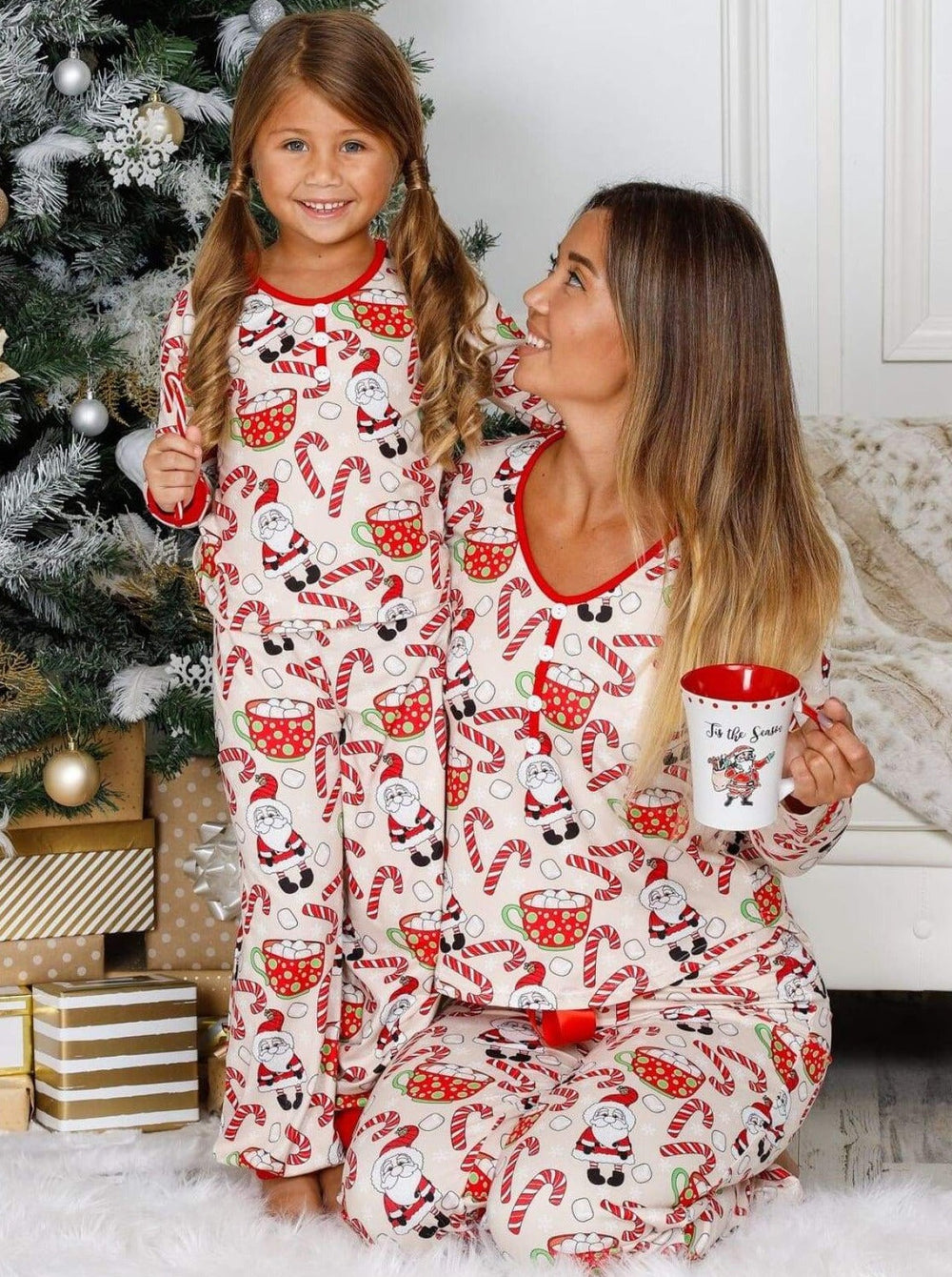 Mommy & Me Matching Winter Pajamas | Marshmallow Cocoa Pajama Set