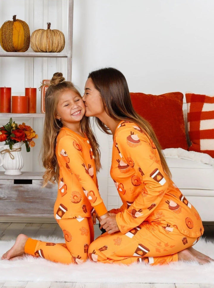 Mommy & Me Matching Pajamas | Pumpkin Spice Pajamas | Mia Belle Girls