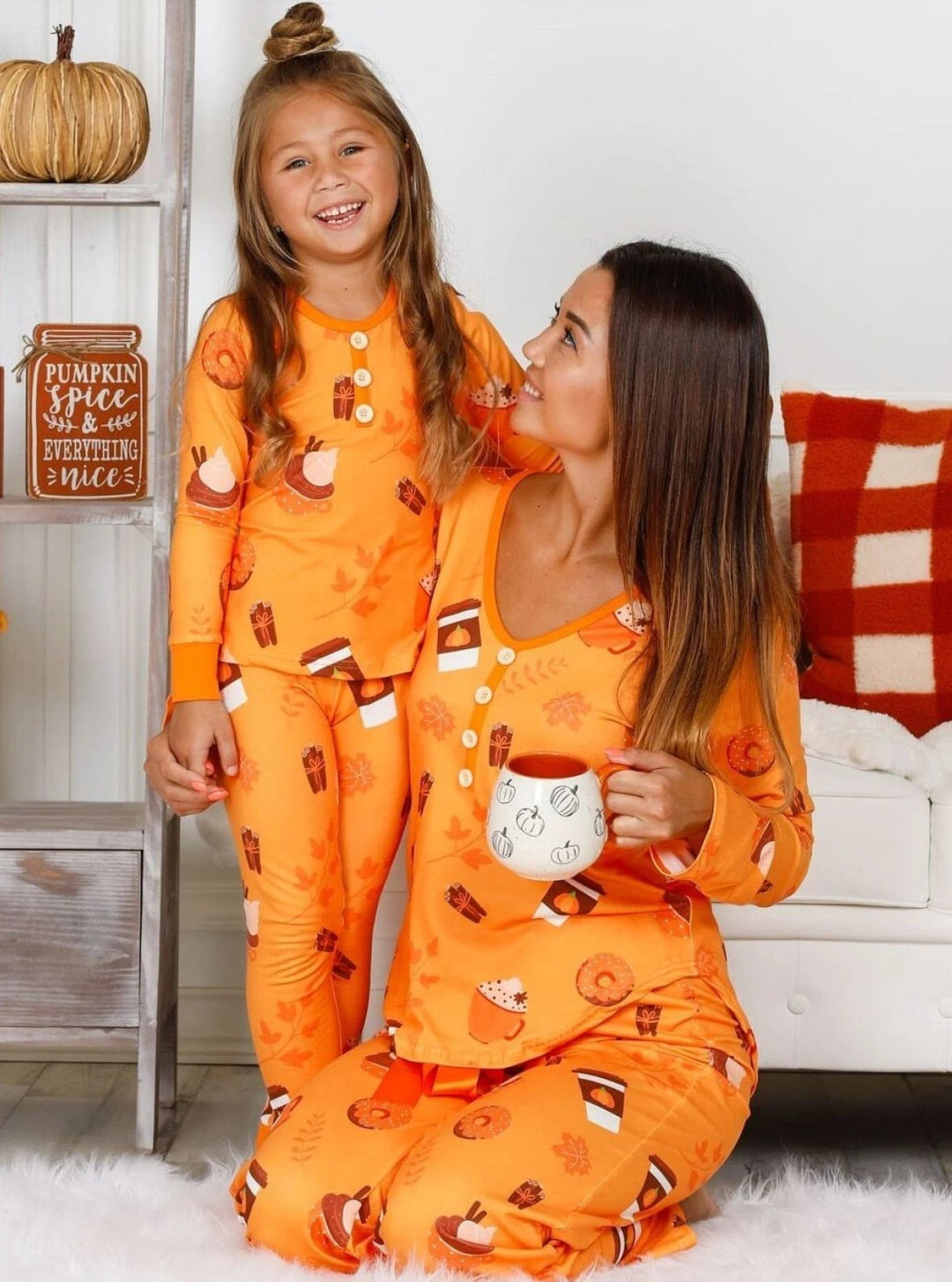 Mommy & Me Matching Pajamas | Pumpkin Spice Pajamas | Mia Belle Girls