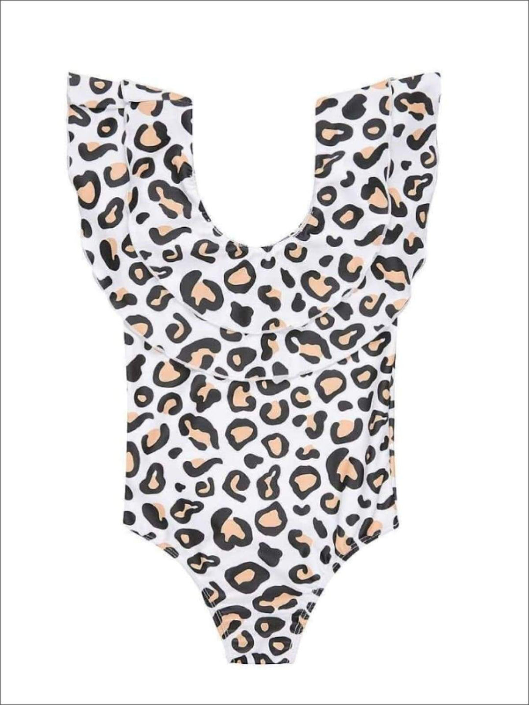 Mommy & Me Matching Animal Print Off the Shoulder Ruffled One Piece Swimsuit - Mommy & Me One Piece Swimsuit