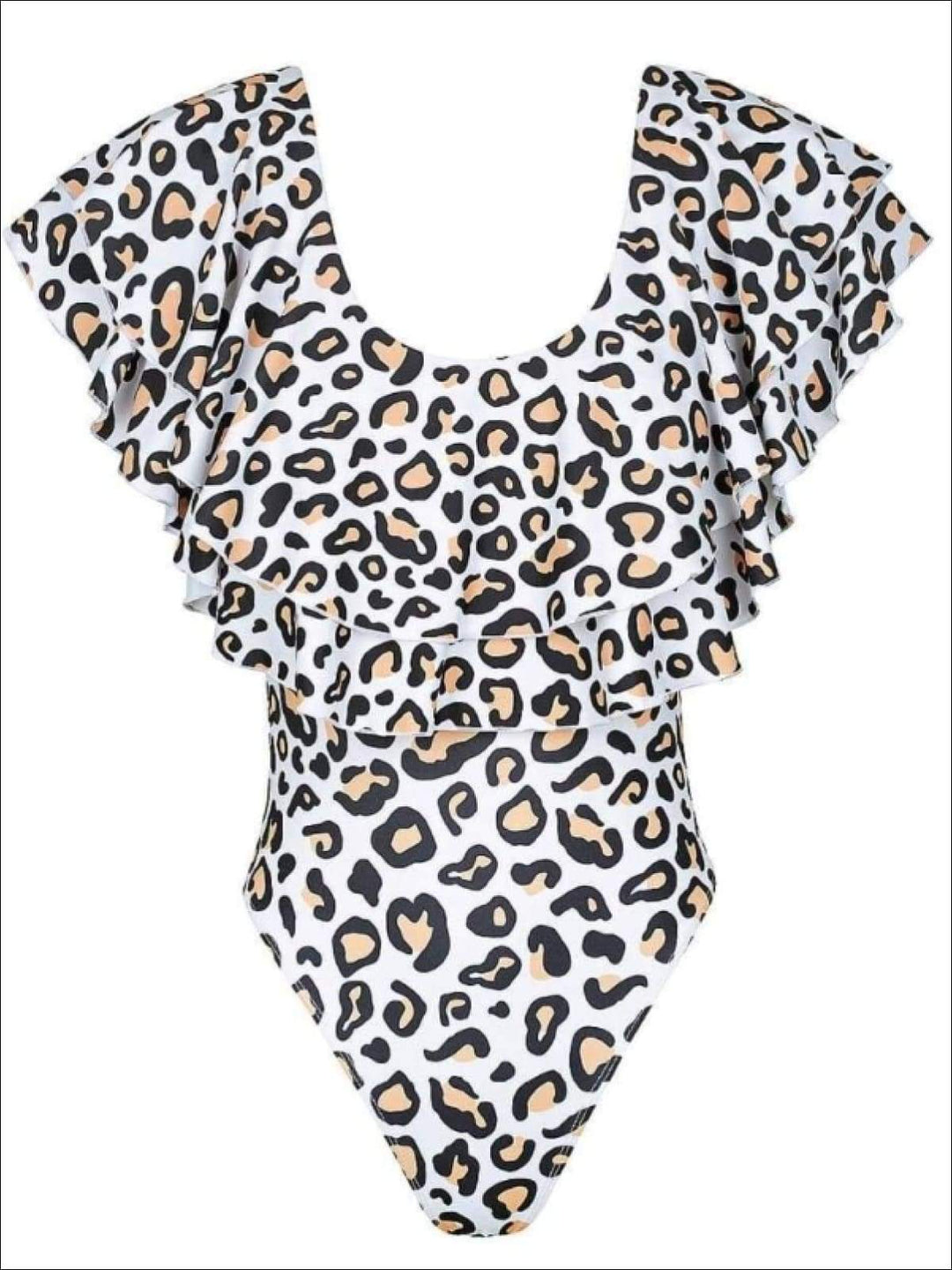 Mommy & Me Swimwear | Matching Leopard Print Ruffle One-Piece Swimsuit