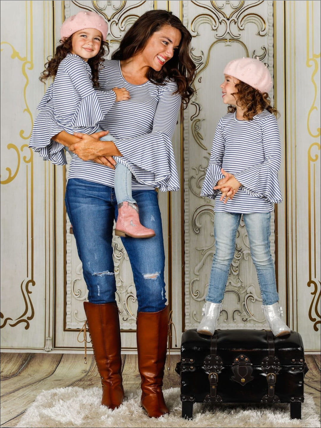 Mommy & Me Striped Long Bell Sleeve Top - Mommy & Me Fall Top