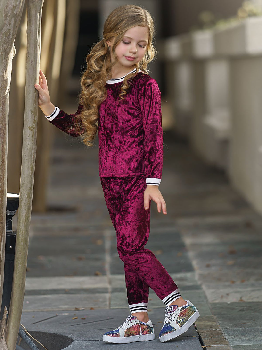 Cute Winter Sets | Girls Crushed Velvet Jogger Loungewear Set