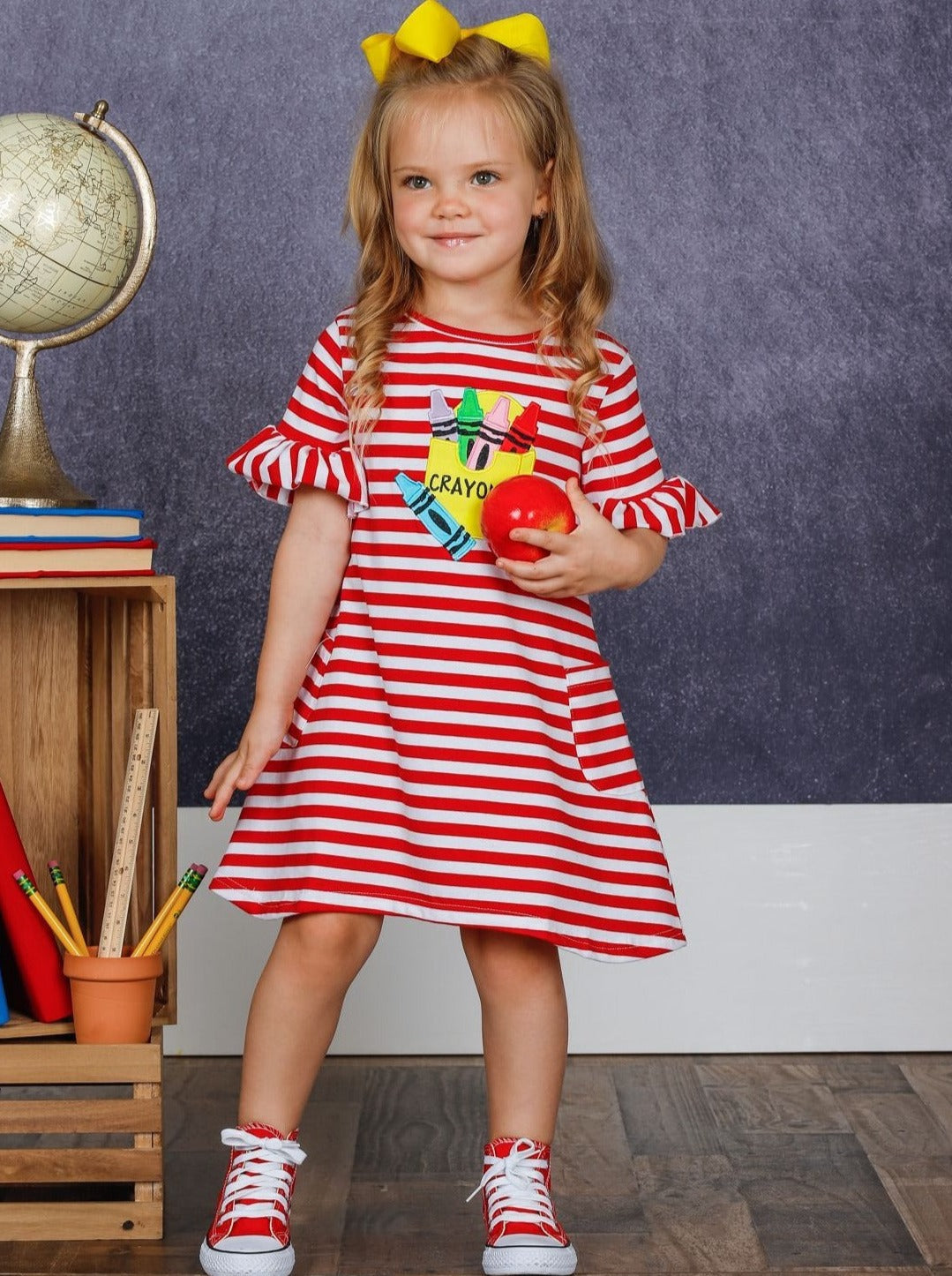 Girls Back To School Dresses | Striped Crayon Dress | Mia Belle Girls