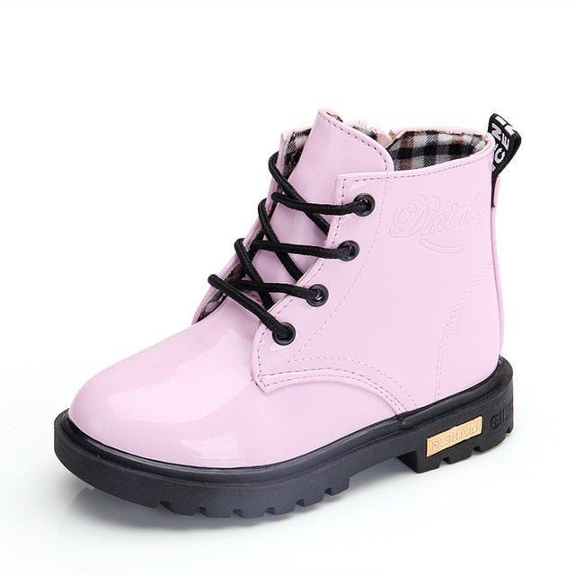 Mia Belle Girls Pink Patent Combat Boots | Shoes By Liv And Mia