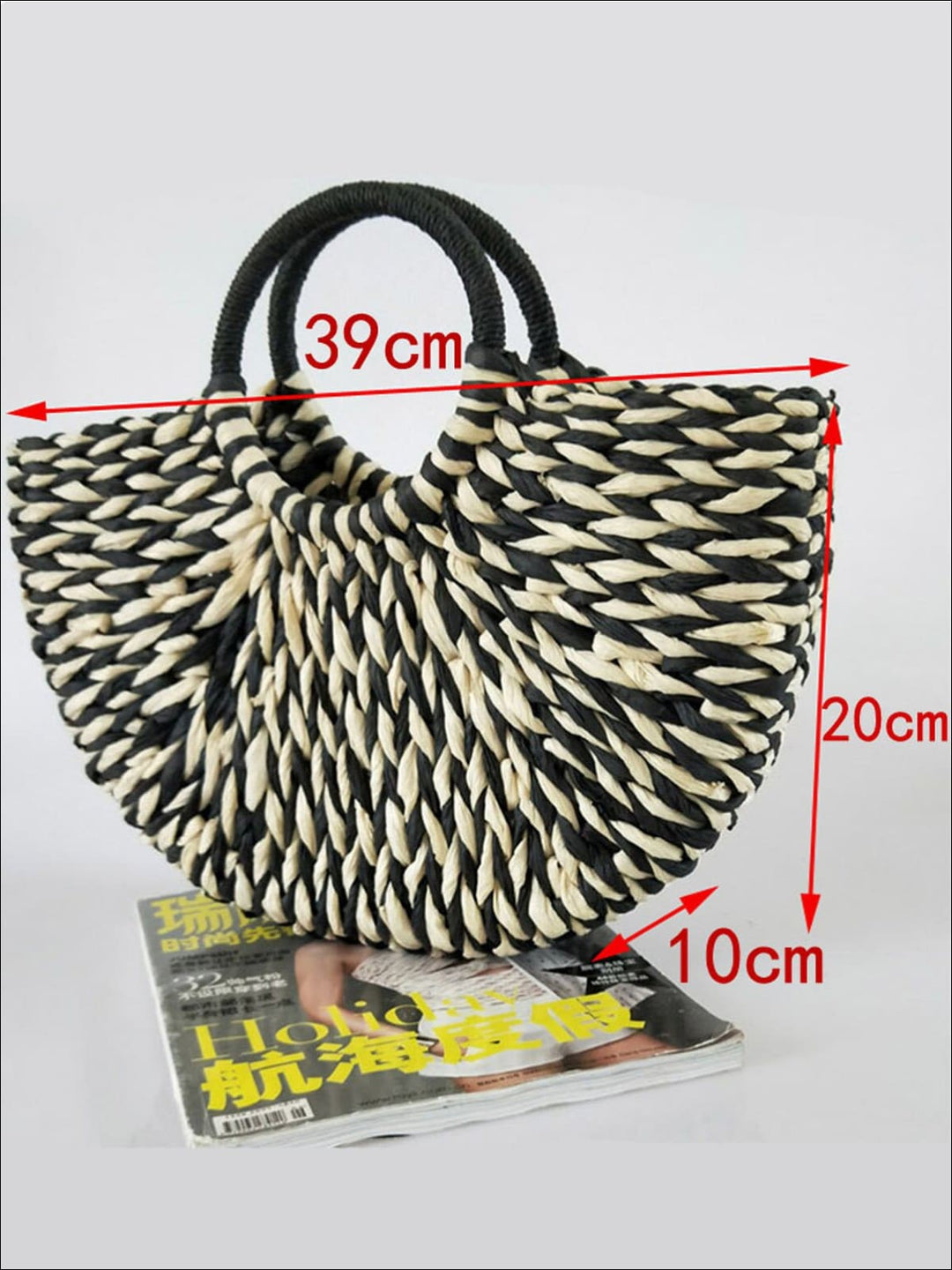 Womens Summer Handmade Half Circle Rattan Handbag - Womens Accessories