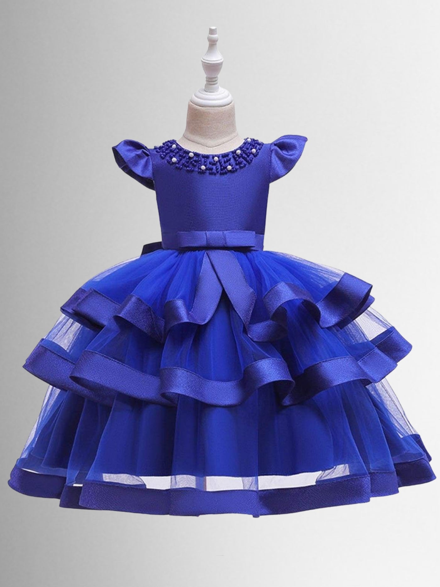 Little Girls Formal Dresses | Bead Embellished Tiered Tulle Dress – Mia ...