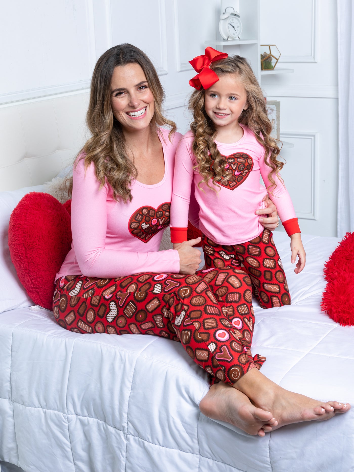 Mommy & Me Valentine's Outfits  Matching Chocolate Box Pajama Set