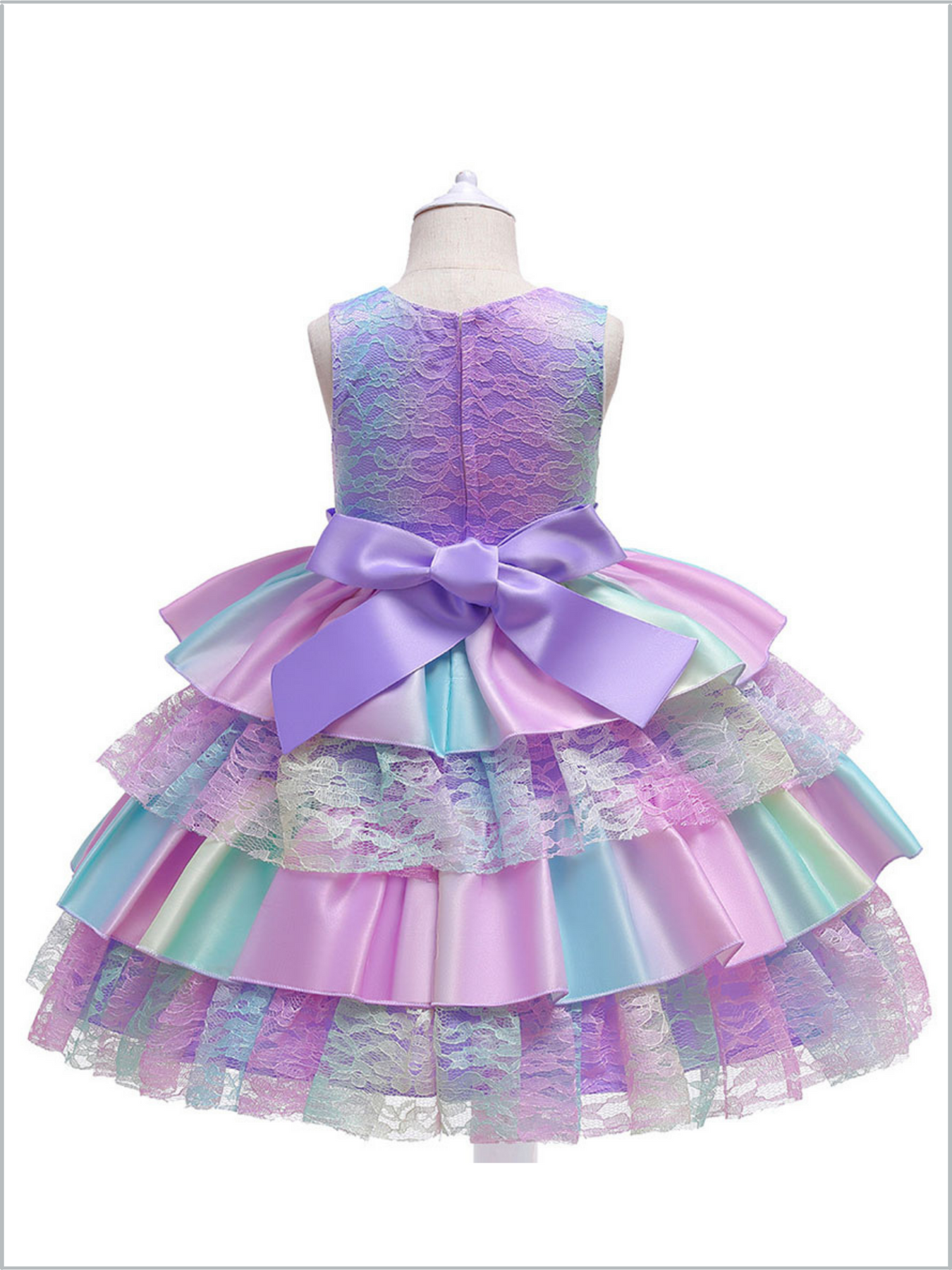 Girls Special Occasion Dress | Pastel Rainbow Tiered Lace Ruffle Dress ...