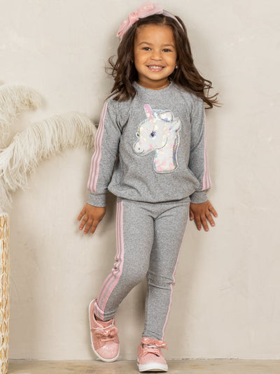 Girls Plush Unicorn Applique Sweatshirt and Jogger Set – Mia Belle Girls