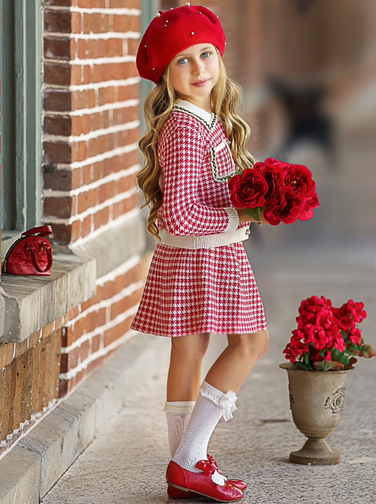 Toddlers School Classy Tweed Cardigan and Skirt Set - Mia Belle