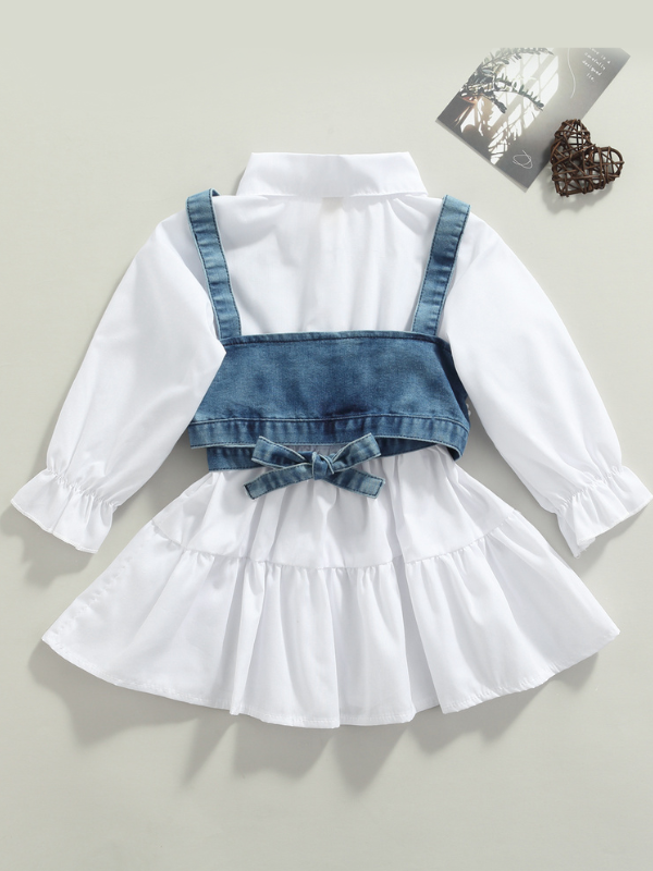 Toddler Clothing Sale | Shirt Dress & Denim Vest Set | Mia Belle Girls