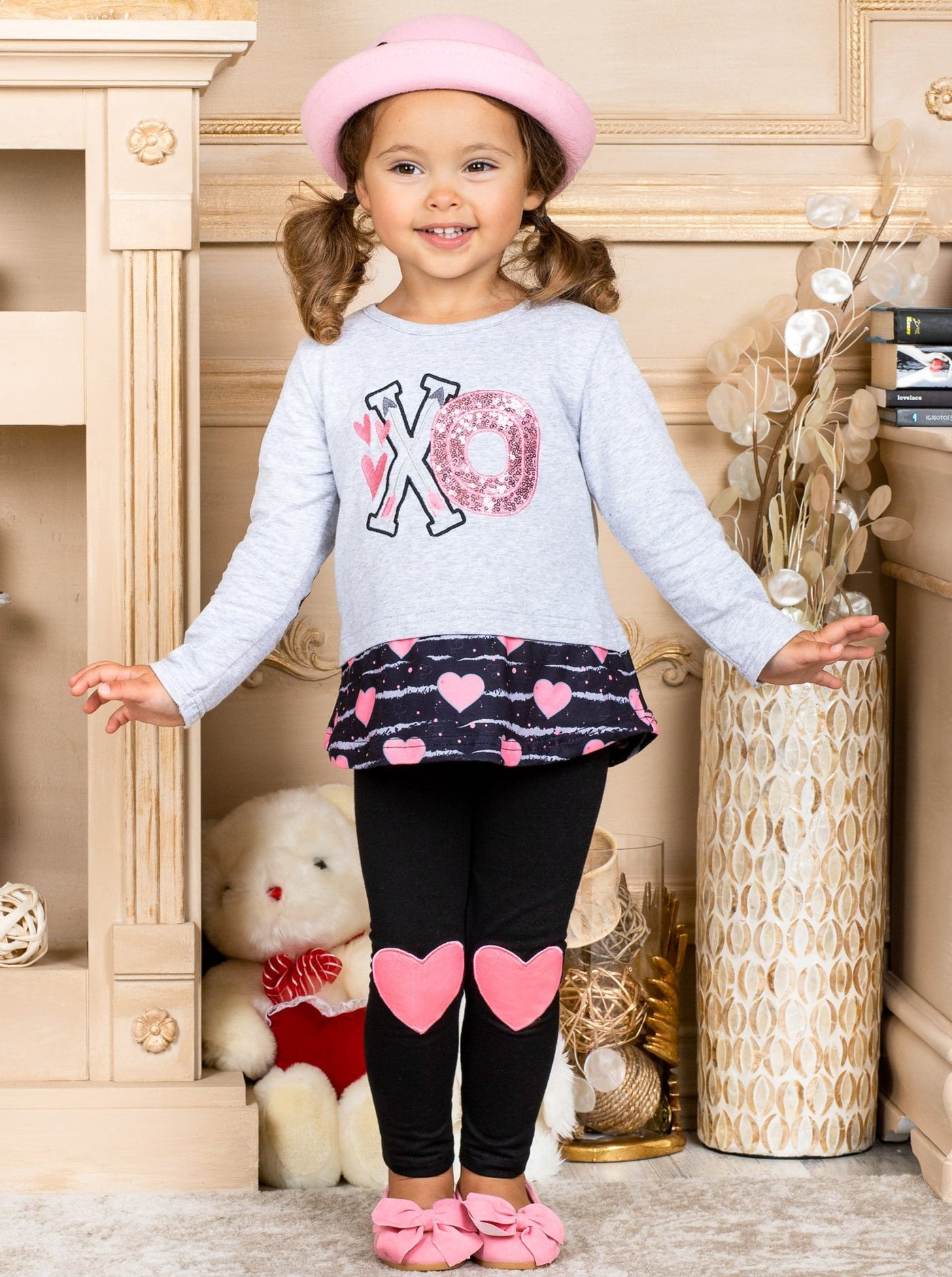 Kids Valentine's Clothes | Little Girls XO Sequin Tunic & Legging Set ...