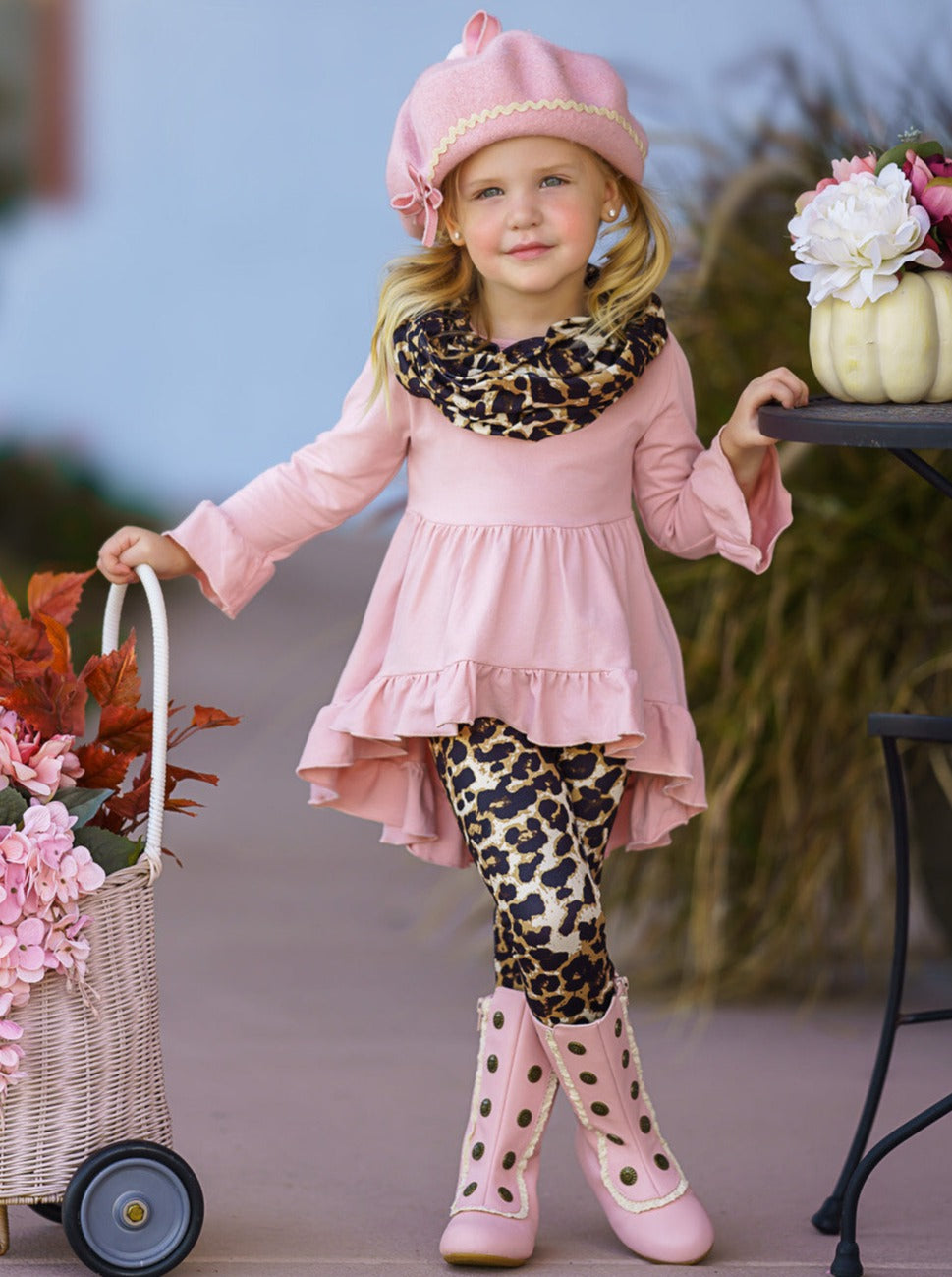 Cute Outfits For Girls | Tunic, Leopard Leggings and Scarf Set – Mia ...