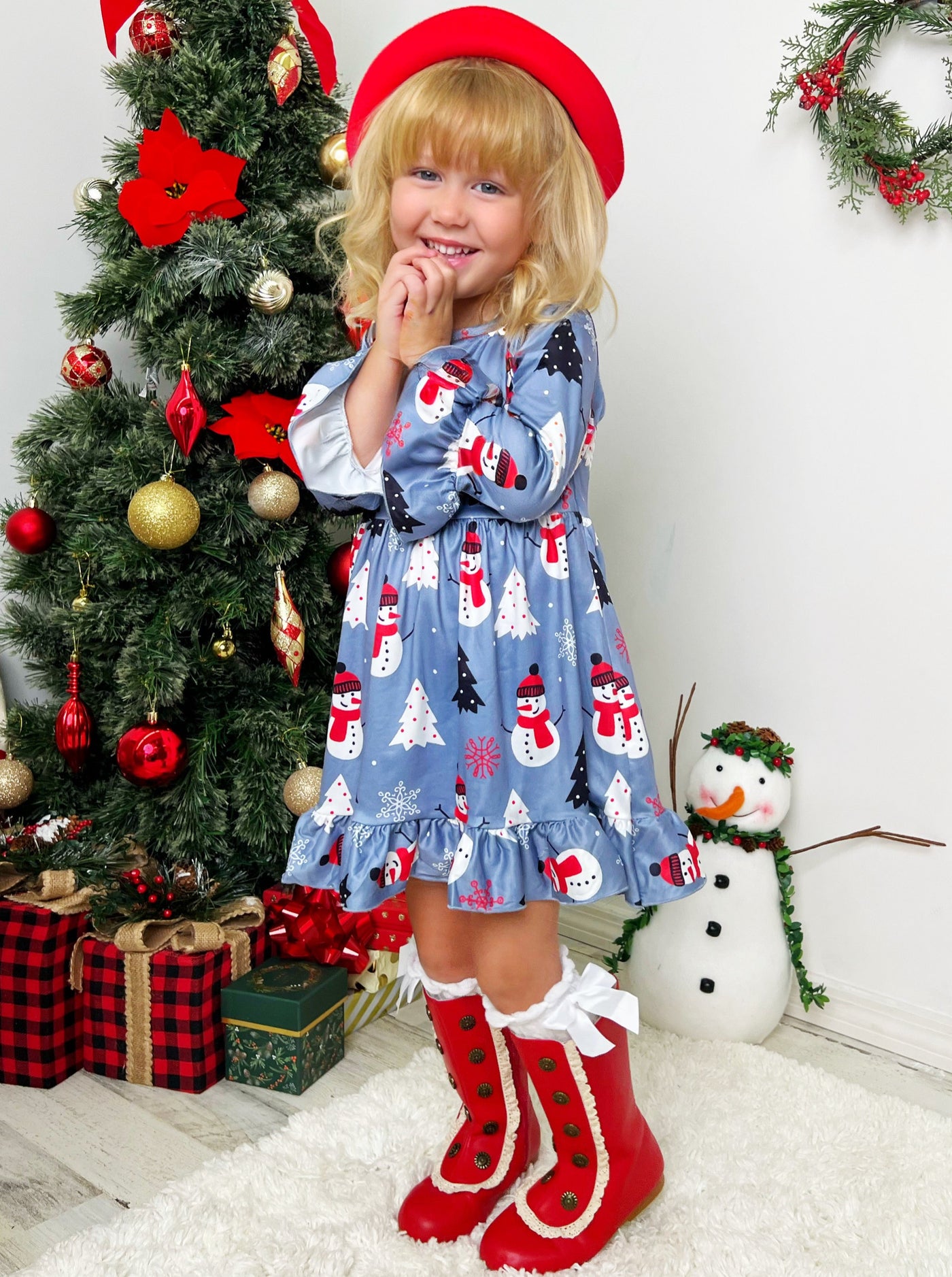 Christmas Snowfall Boutique Dress, girls boutique clothing – Rylee