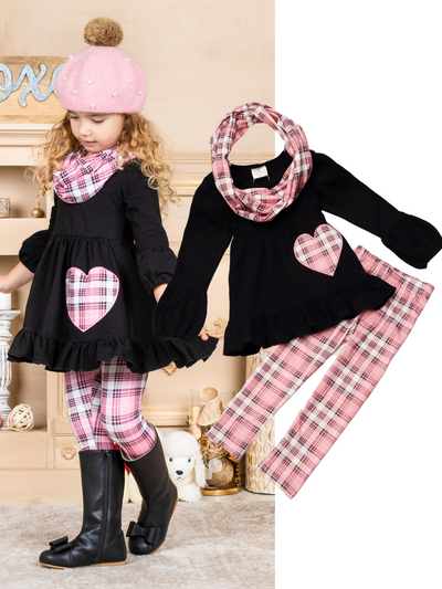 Toddler Valentine's Day Outfit | Plaid Heart Tunic Scarf And Legging ...
