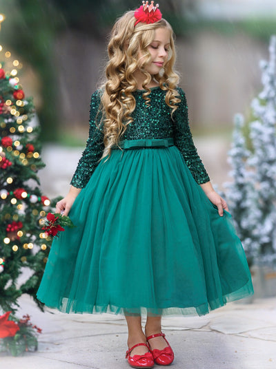 Girl's Emerald Green Beaded Dress | Flower Girl Dress | Browse Sara Dresses