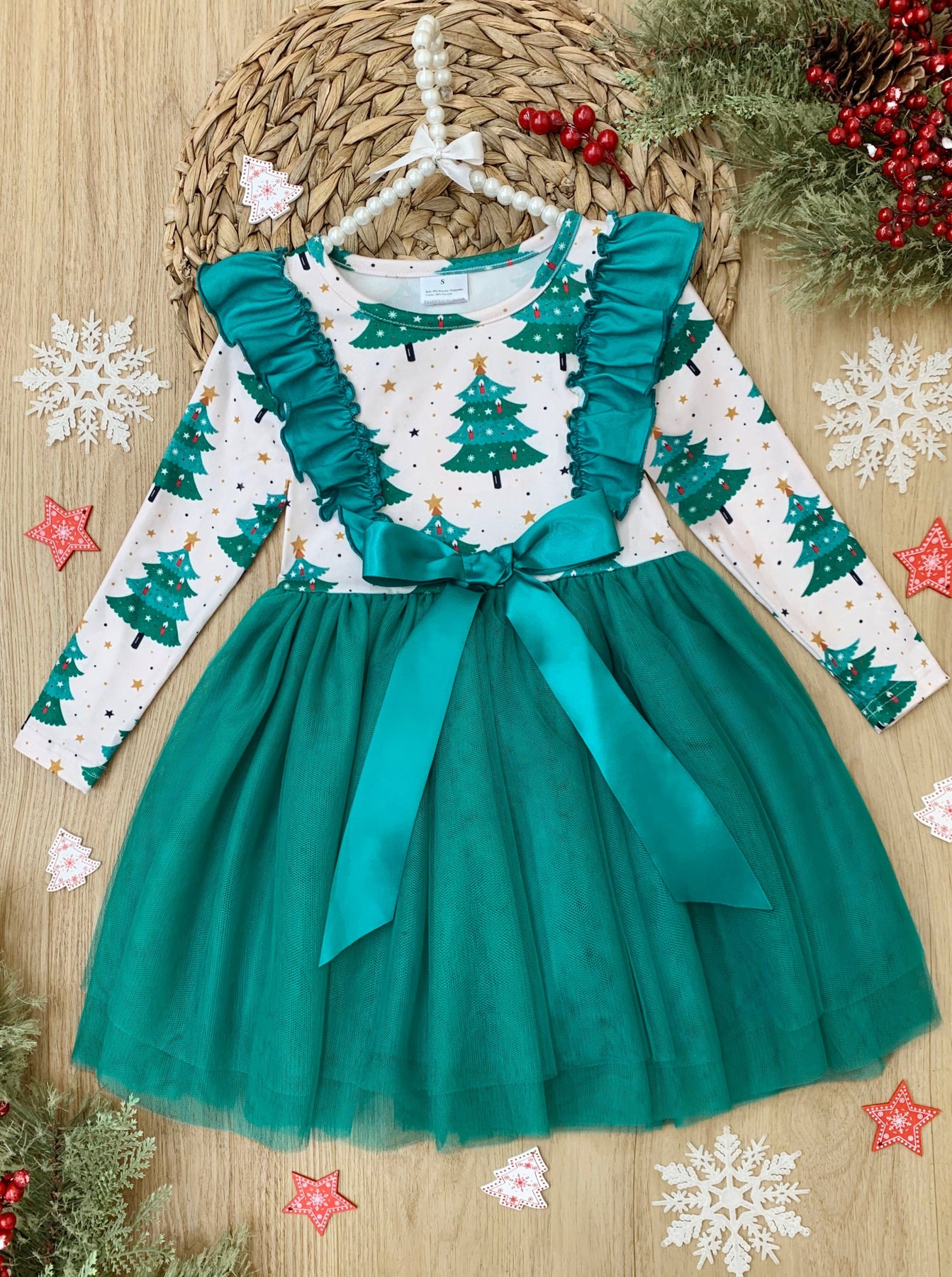Cute Winter Dresses | Girls Christmas Tree Print Ruffle Tutu Dress ...