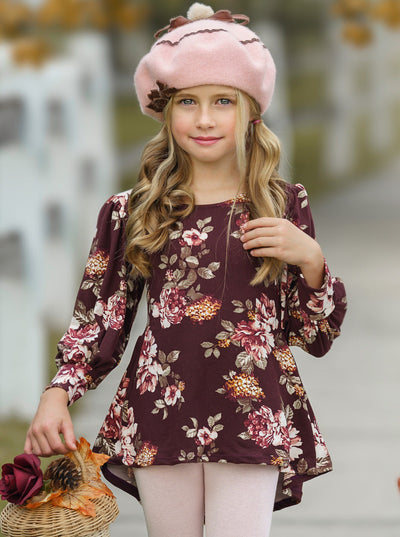 Toddler Fall Outfits | Little Girls Floral Hi-Lo Tunic & Legging Set ...