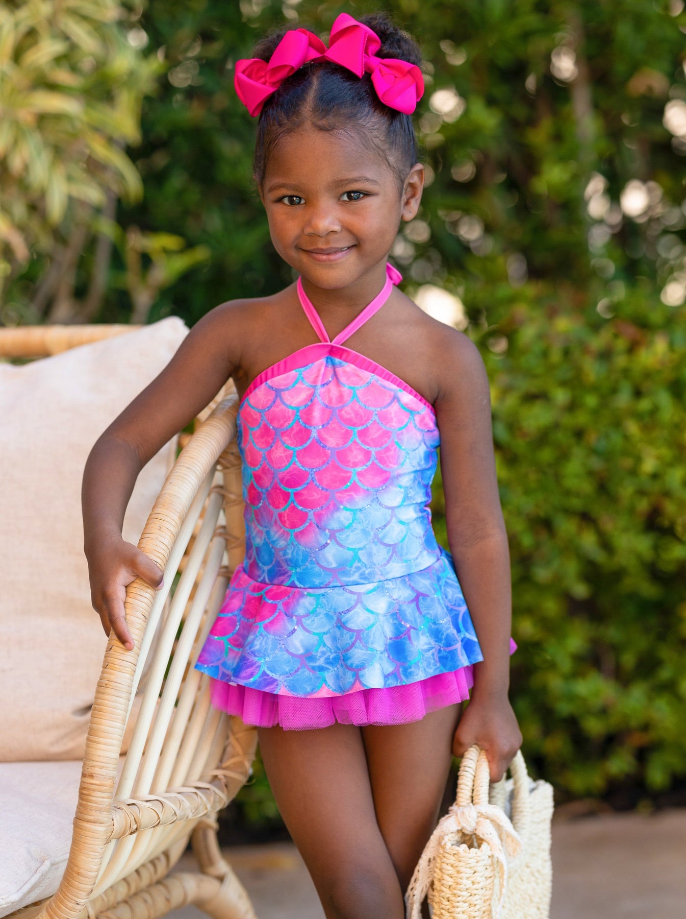 Toddler Swimwear | Girls Mermaid Scale Tulle Hem Two Piece Swimsuit ...