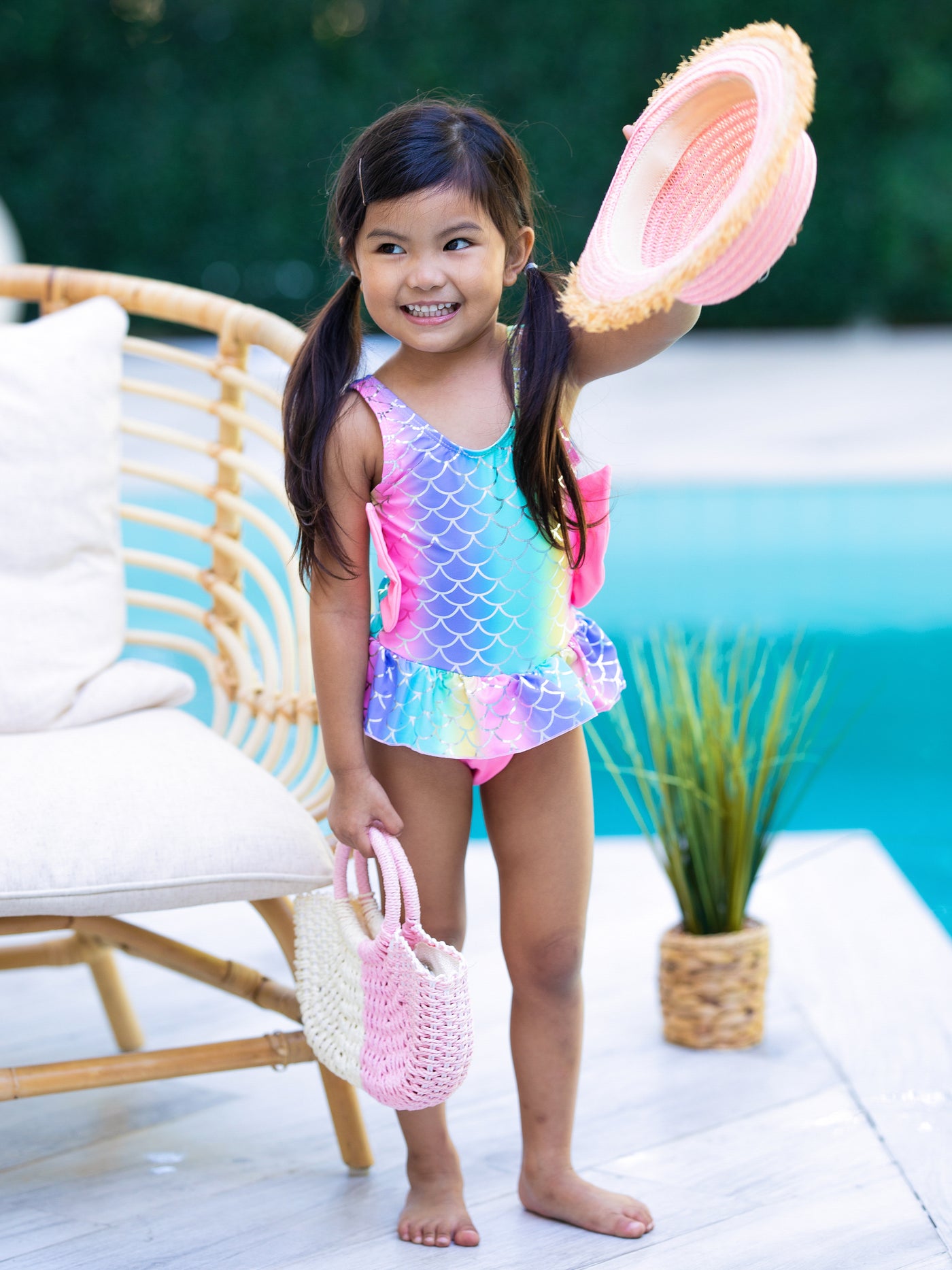 Toddler Girls Swimsuits | Rainbow Glitter Mermaid One Piece Swimsuit ...