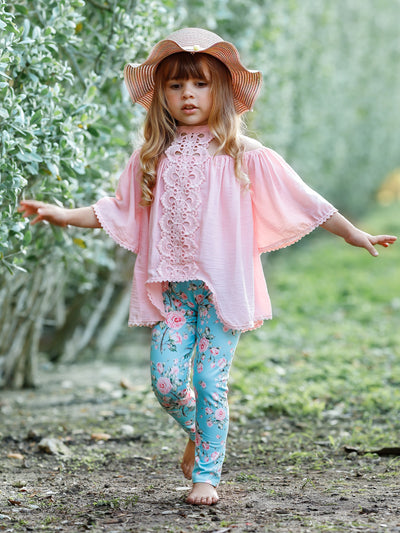 Girls Spring Outfits | Lace Halter Neck Hi-Lo Tunic And Legging Set ...