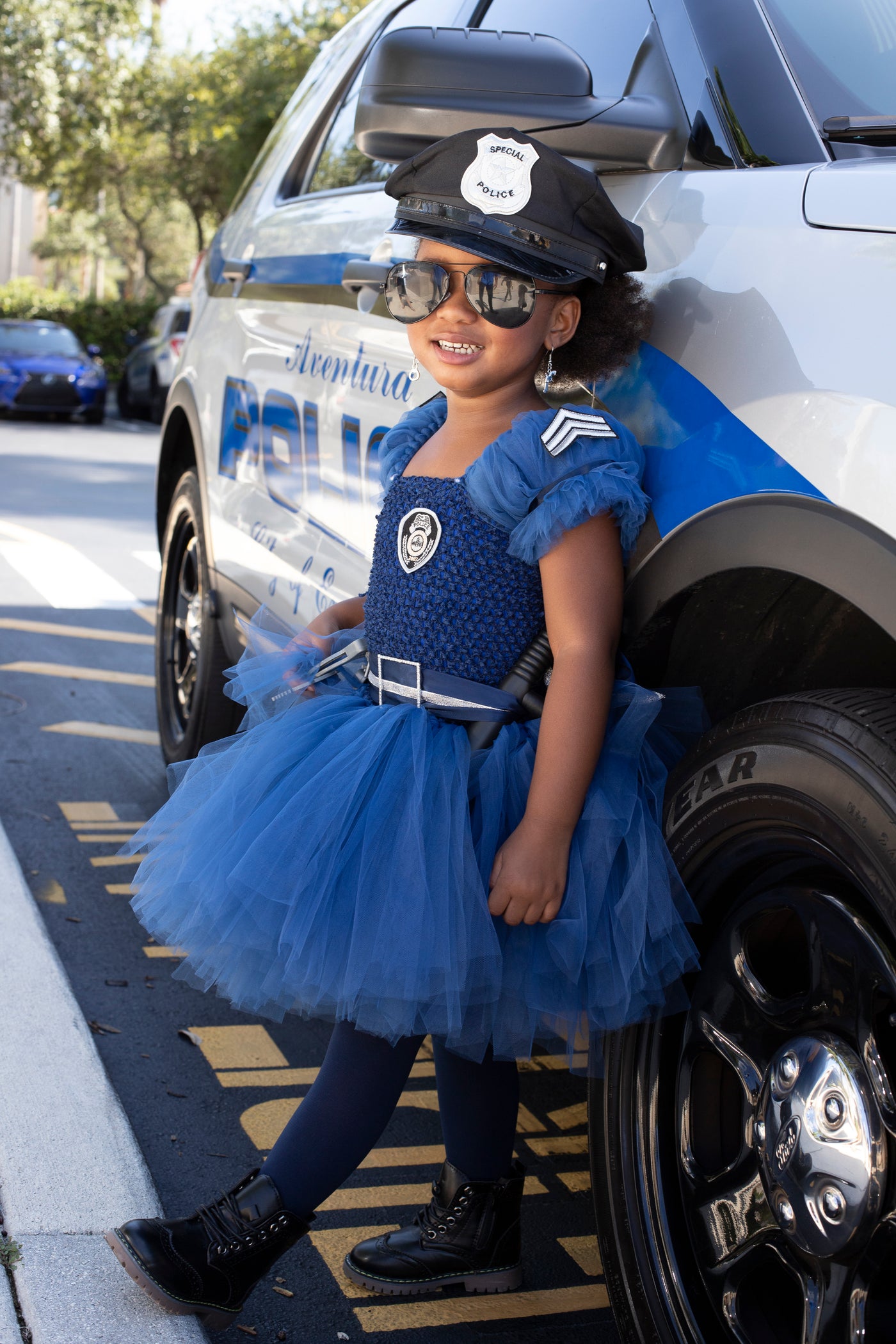 Girls Halloween Costumes  Police Officer Tutu Dress - Mia Belle Girls