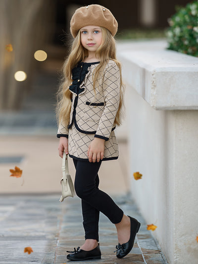Preppy Girls Outfit | Blazer And Skirted Leggings Set - Mia Belle Girls