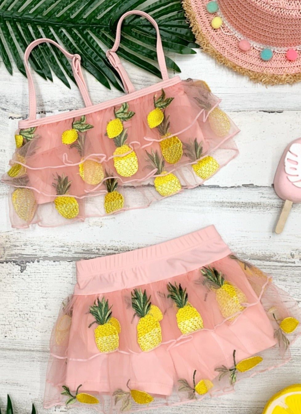 Hot Pink and Gold Pineapple Tankini Two Piece Swimsuit - 24 Months