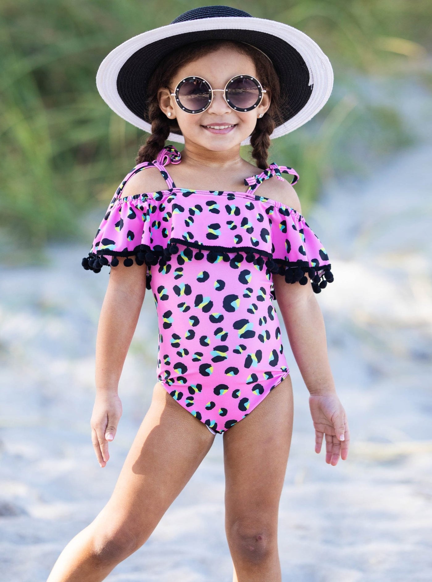 Pink Leopard - One Piece Long Sleeve swimsuit for girls – Too Cool Beachwear