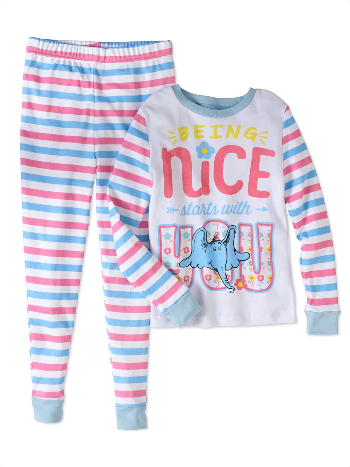 Dr. Seuss Horton Being Nice Starts With You Girls Pajama Sleepwear Set ...