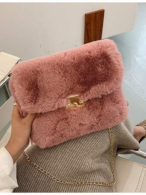 Luxury Faux Fur Ladies Shoulder Bags Soft Plush Female Evening Clutch Purse  Handbags Women's Small Tote Fluffy Crossbody Bag - AliExpress