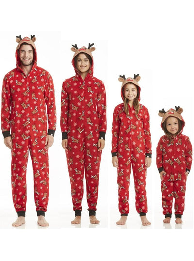 Family Christmas Pajamas Set | Winter Reindeer Hoodie Onesie Pajamas ...