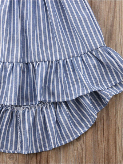 Toddler Spring Dresses | Girls Sleeveless Blue Pinstripe Hi-Low Dress ...