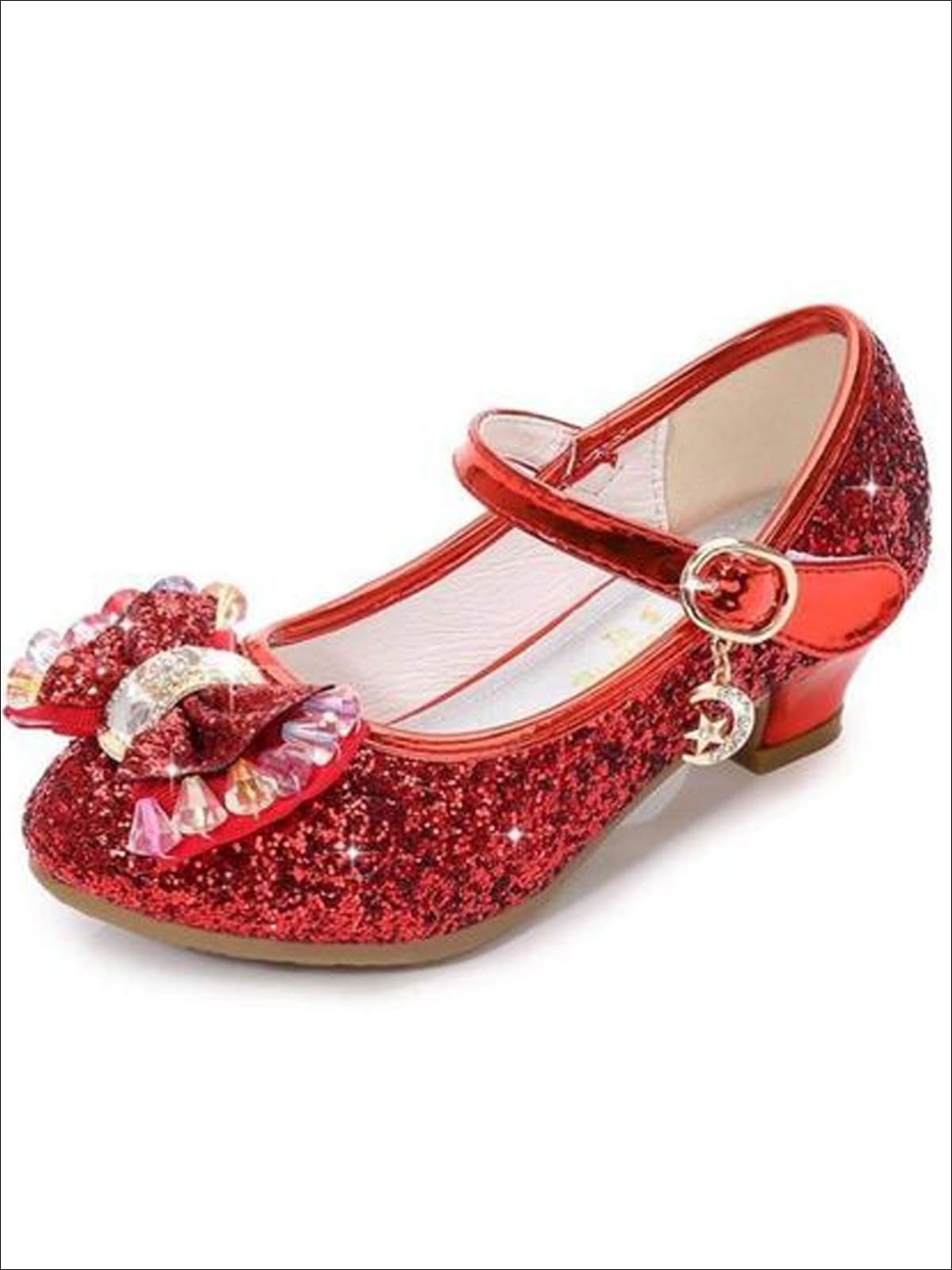 Kids Shoes By Liv & Mia | Girls Red Glitter Bowed Princess Mini Heels ...