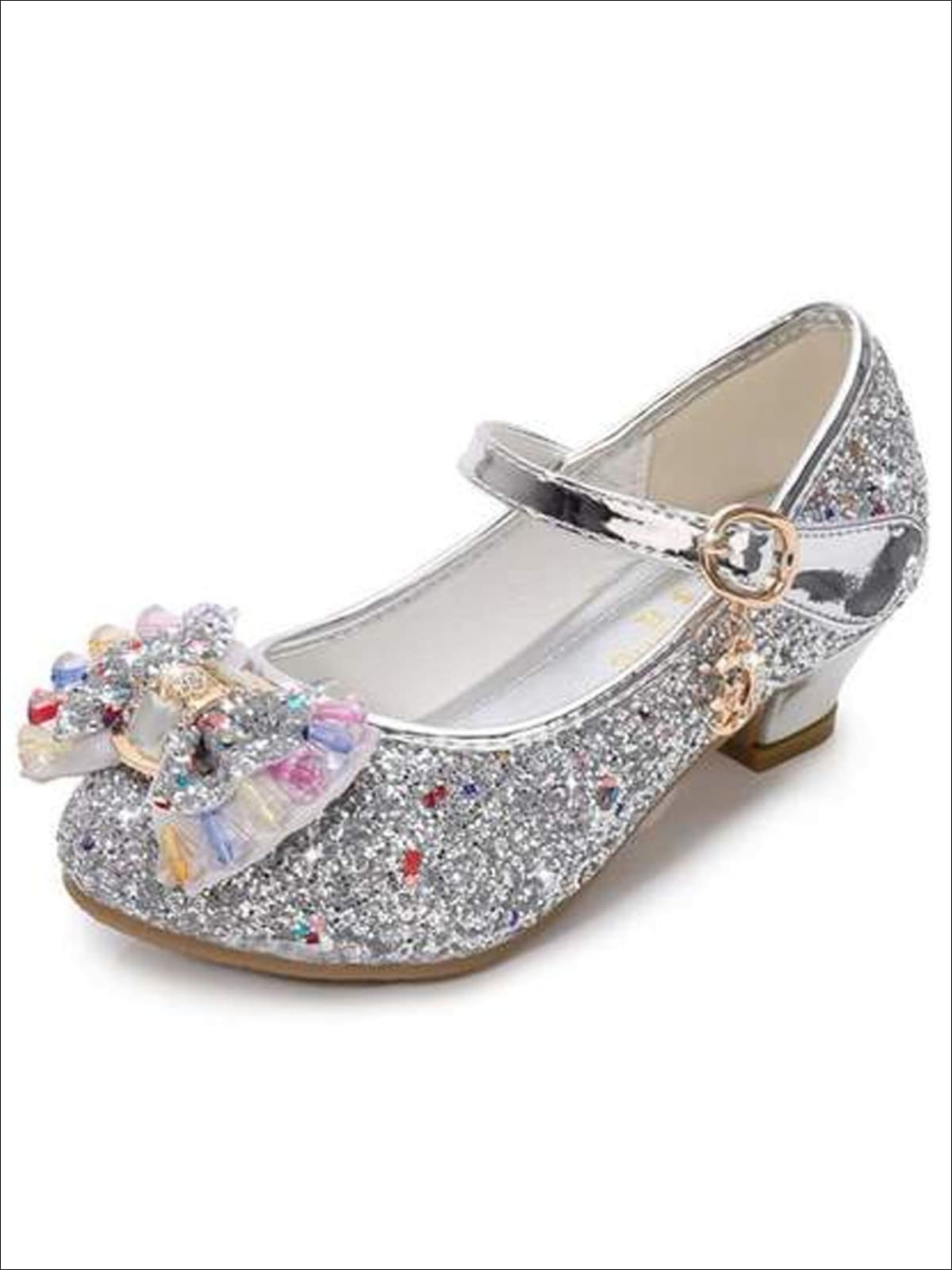 Girls Glitter Mini Heels| Bow Tie Princess Shoes - Mia Belle Girls